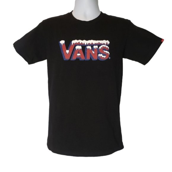VANS Snow Covered Logo Black T Shirt Size Small - Picture 7 of 7